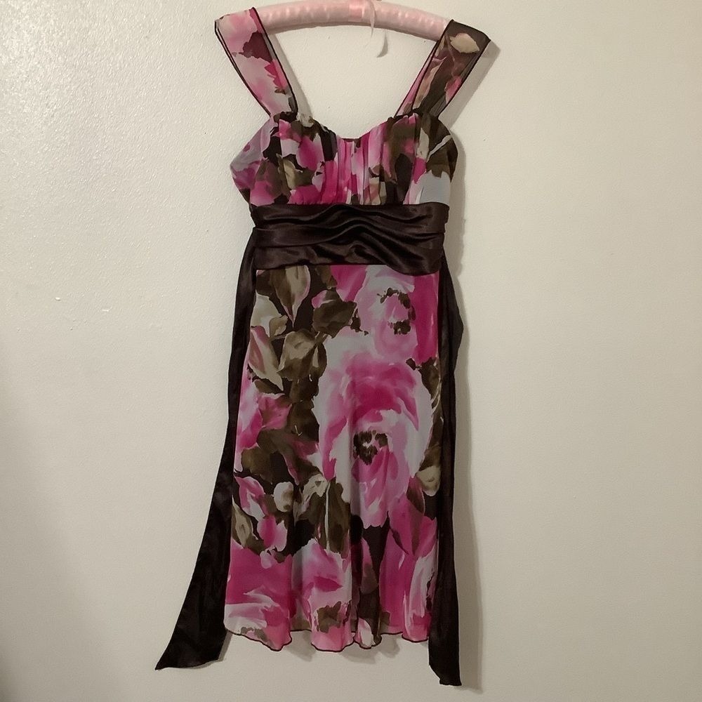 Y2K Brown Babydoll Dress Size 7 Fairycore Coquette Feminine Romantic 2000s - Picture 1 of 4
